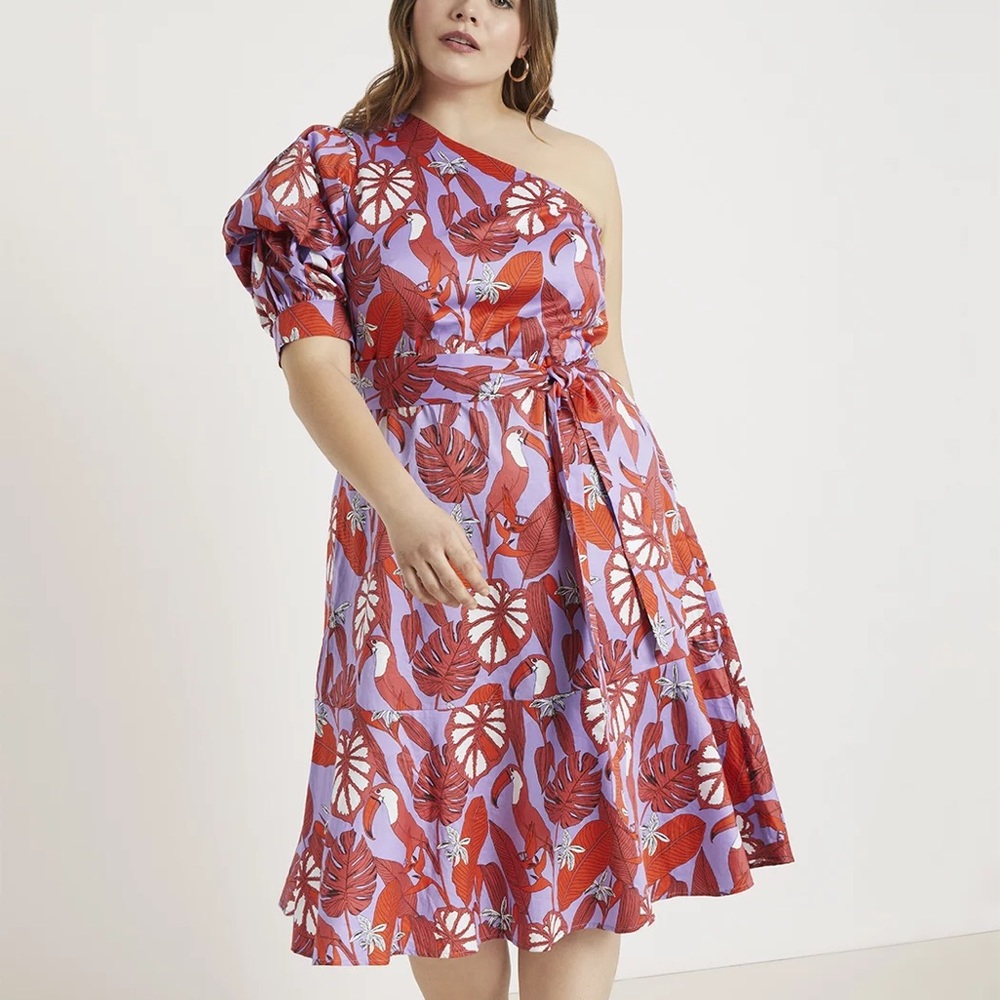 Eloquii Size 18 One Shoulder Fit & Flare Dress